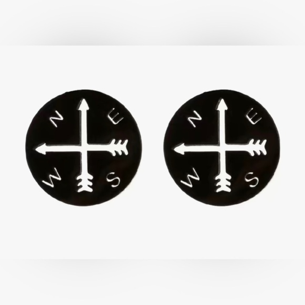 Black Directional Studded Earrings Size 10mm